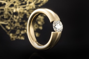 Niessing Spannring Solitär Ring mit Diamant Brillant 1,25 Carat Gelbgold
