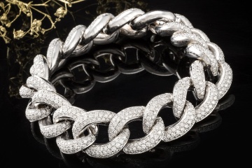 Armband mit 12,75 Ct Diamanten Panzerarmband massiv 139 Gr. Weißgold 750