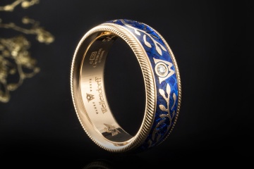 Wellendorff Ring vergissmeinnicht Drehring Diamant Gelbgold 750 Gr. 55,5