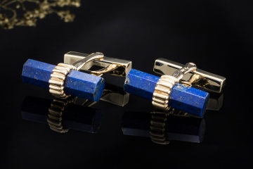Manschettenknöpfe Tiffany & Co. T-Bar mit Lapislazuli in 750er Gelbgold