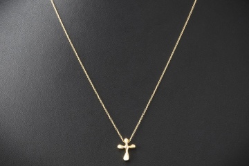 Tiffany & Co. Collier Kette Kreuz Elsa Peretti 51,5 cm in 750er Gelbgold