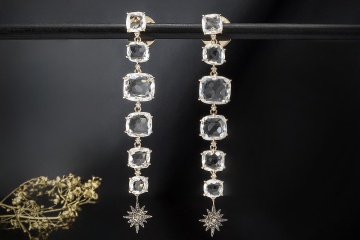 H.Stern Ohrringe Lang Moonlight Nacional Bergkristall Diamanten Roségold