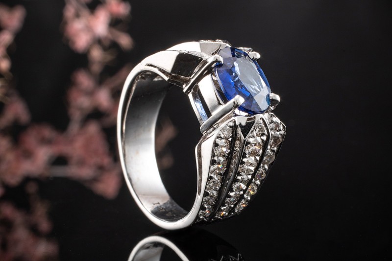 Bulgari BVLGARI Ring mit Saphir und Brillanten Diamanten 750er Weißgold 