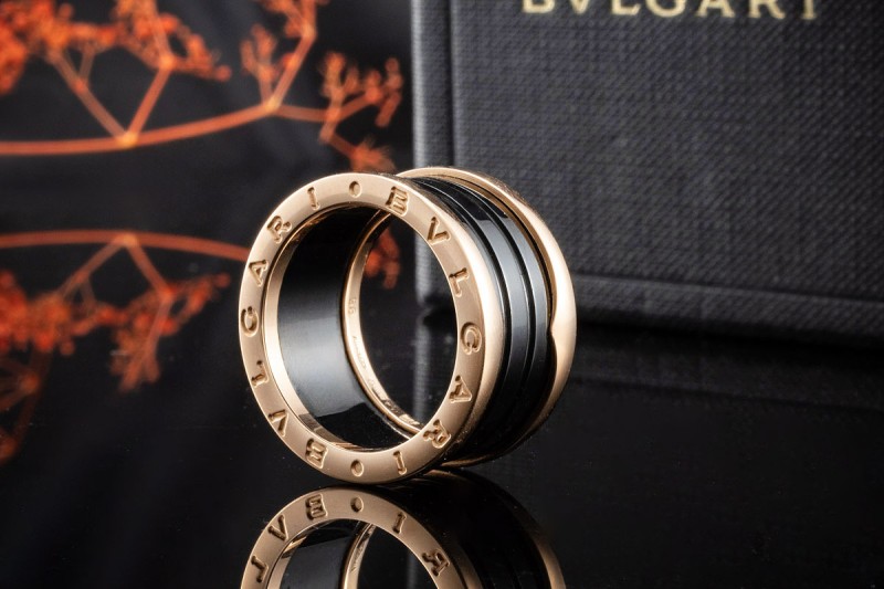 BVLGARI B.zero1 4-Band Ring Schwarze Keramik Roségold OVP 56 Bulgari 