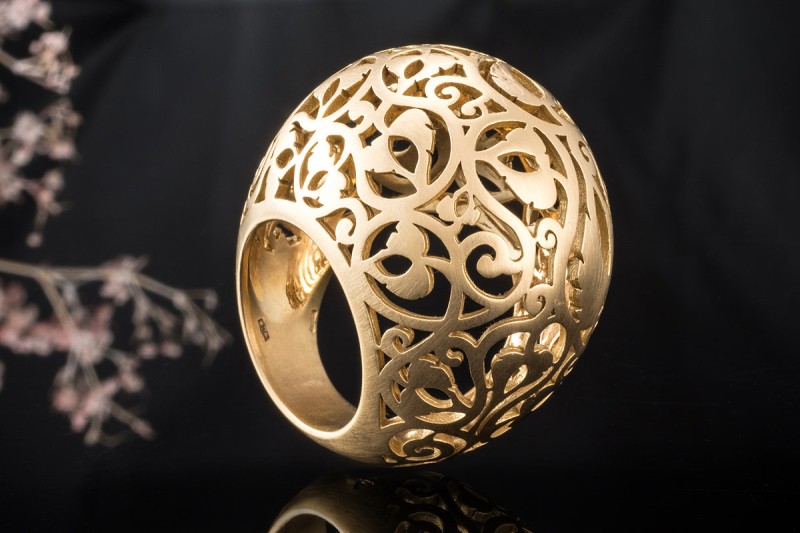 Pomellato Ring Arabesque Großes Modell Mattierte Arbeit in Roségold 750 