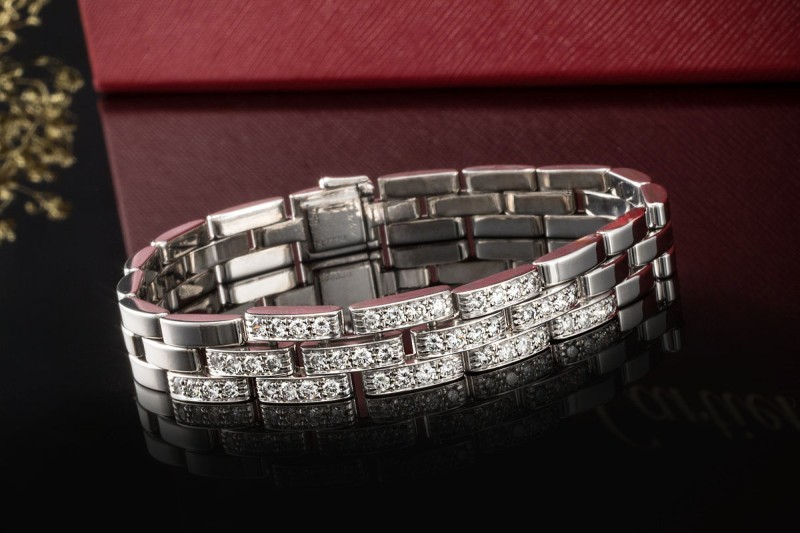 Cartier Armband Maillon Panthère mit 48 Diamanten Weißgold 750 18,5 cm 