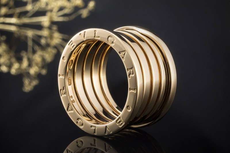BVLGARI B.zero1 5-Band Ring beweglich in 750er Gelbgold Neuwertig Gr. 54 
