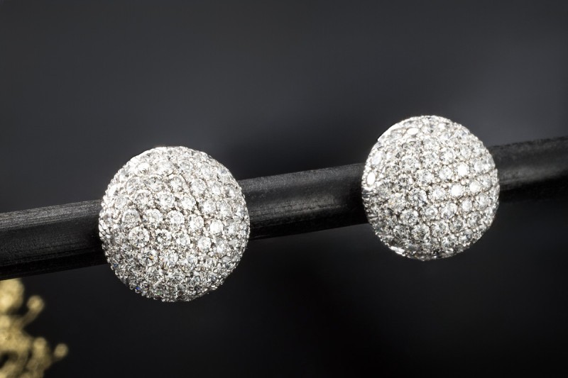 Ohrstecker Ohrringe Rund mit 146 Diamanten 3,07 Ct TW IF in Weißgold 750 