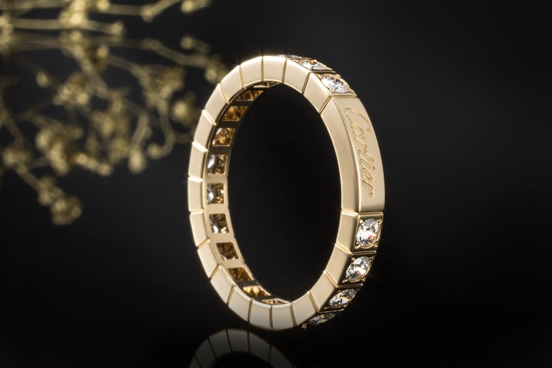 Cartier Lanières Ring Memoire mit Diamanten Brillanten in 750er Gelbgold 