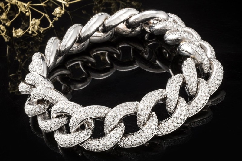 Armband mit 12,75 Ct Diamanten Panzerarmband massiv 139 Gr. Weißgold 750 