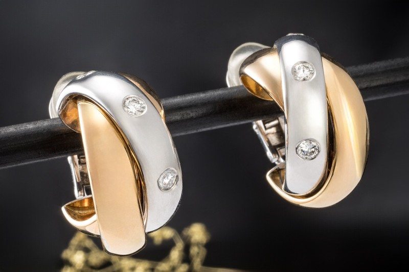 Creolen Ohrclips mit Diamanten Massiv in Roségold Weißgold Gelbgold 750 