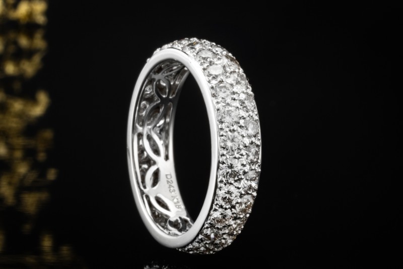 Moderner Memoire Designer Ring mit Diamanten in 750er Weißgold Größe 54 