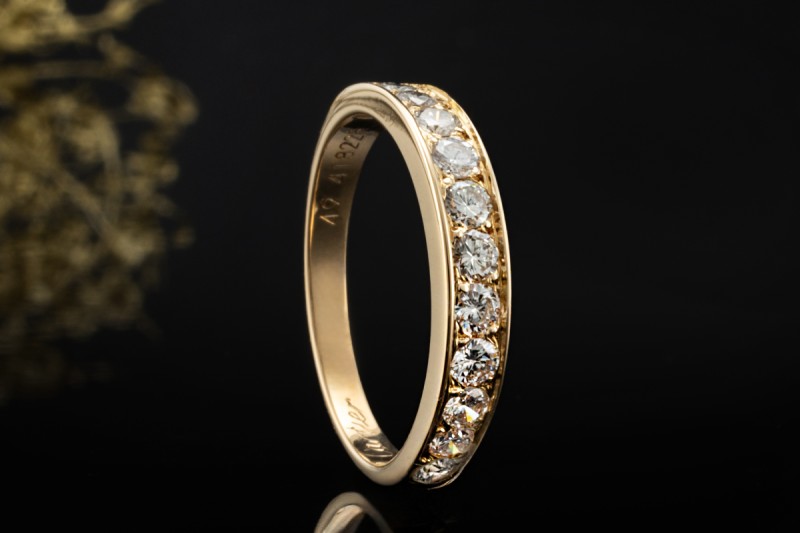 Cartier Vintage Allianz Ring mit Diamanten Halbmemoire in 750er Gelbgold 