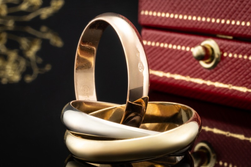 Trinity de Cartier Ring Vintage Modell Roségold Gelbgold Weißgold Gr. 57 