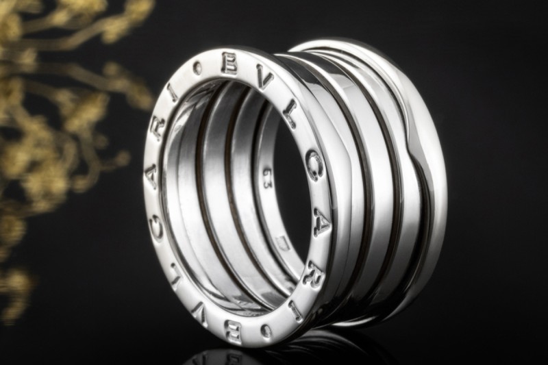 BVLGARI B.zero1 Ring 4-Band Modell Massiv in 750er Weißgold Größe 53 