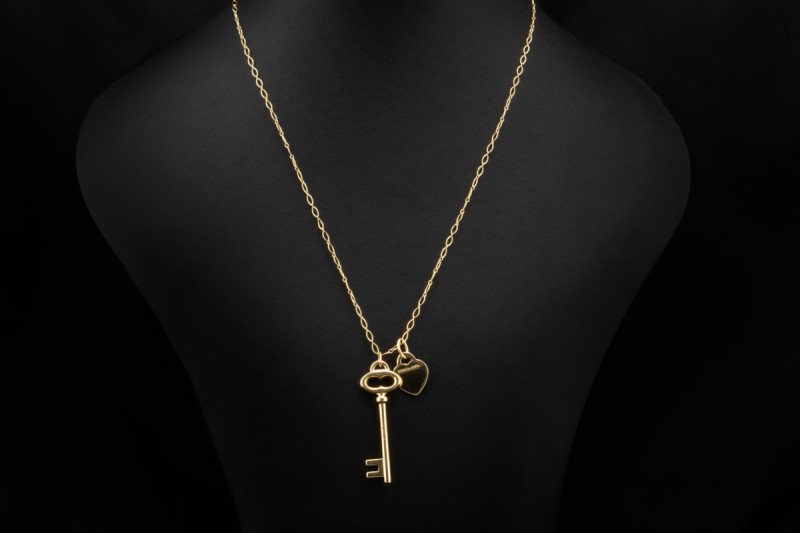 Tiffany & Co. Keys Collier Kette Herz und Schlüssel Anhänger in Gelbgold 