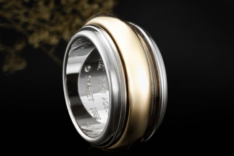 Piaget Ring Possession Drehring XL in 750er Gelbgold Weißgold Bicolor 