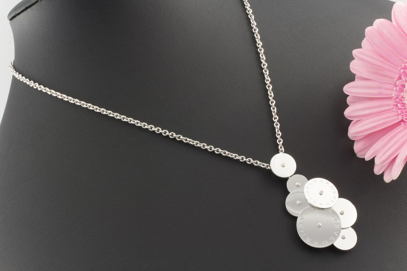 Bvlgari Cicladi Collier XL Modell Kette Rund drehbar in Weißgold 750 OVP 