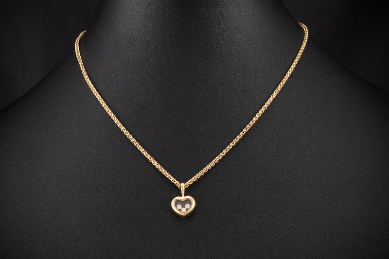 Chopard Herz Collier Happy Diamonds 3 Diamanten Brillanten Gold 750 OVP 