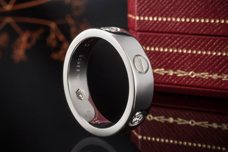 Cartier Love Ring mit 3 Diamanten in 750er Weißgold Großes Modell 58 OVP 