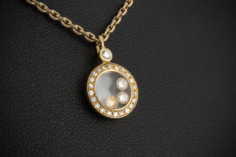 Chopard Happy Diamonds Anhänger Kleines Modell Diamanten in Gelbgold 750 