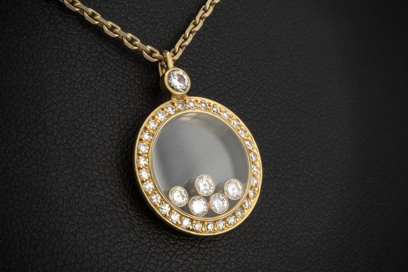 Chopard Happy Diamonds Anhänger Großes Modell Diamanten in Gelbgold 750 