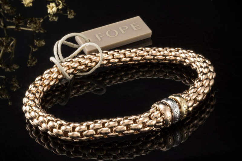 Fope Flex'it Armband in 750er Roségold 3 Ringe Gelbgold Weißgold 18 cm 