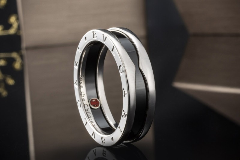 BVLGARI Ring B.zero1 Save the Children Keramik Schwarz in 925er Silber 