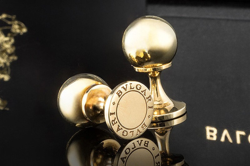 BVLGARI Manschettenknöpfe Runde Klassiker Massiv in 750er Gelbgold OVP 