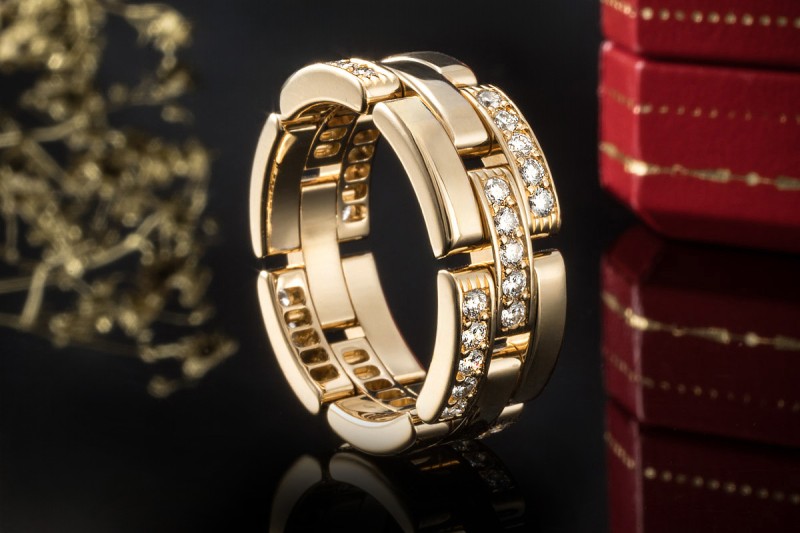 Cartier Ring Maillon Panthère in Gelbgold 750 mit Diamanten 59 Full Set 
