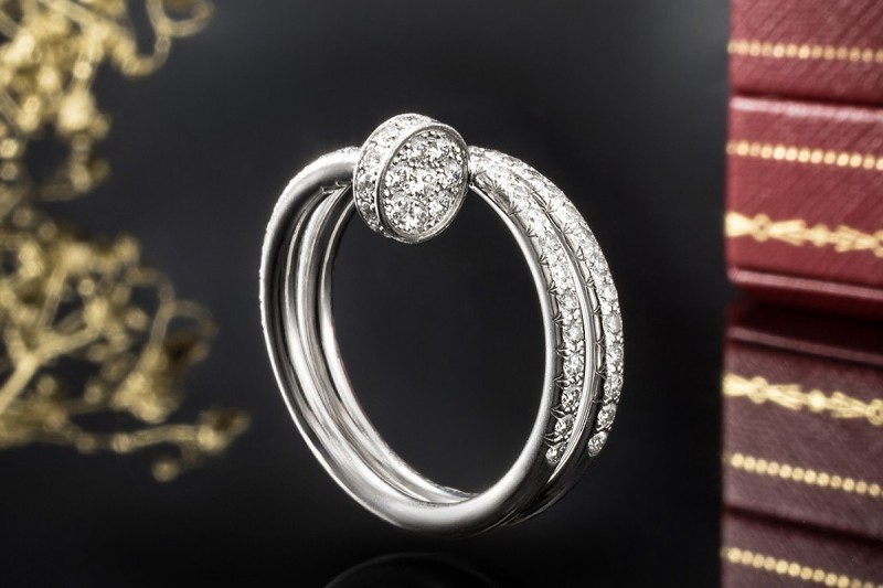 Cartier Juste un Clou Ring mit 77 Diamanten in Weißgold 750 Größe 50 OVP 