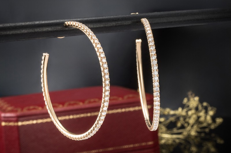 Creolen Ohrringe Etincelle de Cartier Diamanten Großes Modell Roségold 