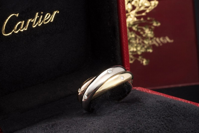 Cartier Trinity Ring Klassisch mit 15 Diamanten Gold 750 Gr. 53 Full Set 
