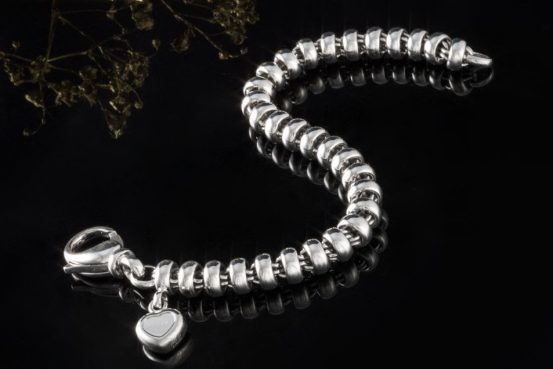 Chopard Armband Les Chaînes Herz Gliederarmband 16,5cm in 750er Weißgold 