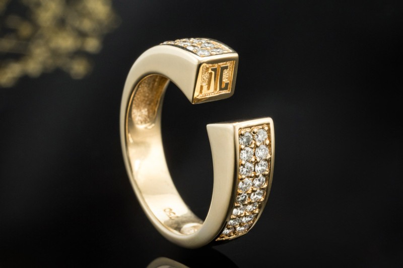 Jette Joop JJ offener Designer Spannring mit Diamanten in 750er Gelbgold 