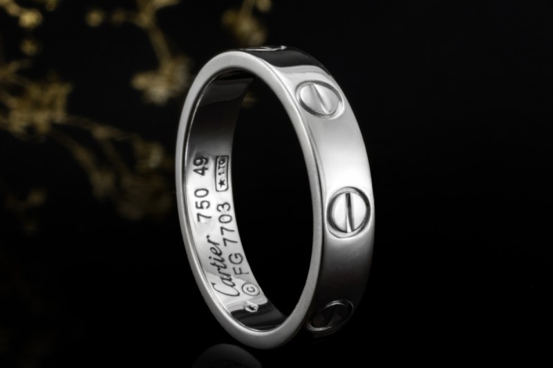Cartier Love Ring Kleines Modell Schmal in Weißgold 750 Arbeit Größe 49 