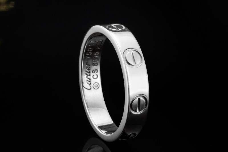 Cartier Love Ring Kleines Modell Schmal in Weißgold 750 Arbeit Größe 50 