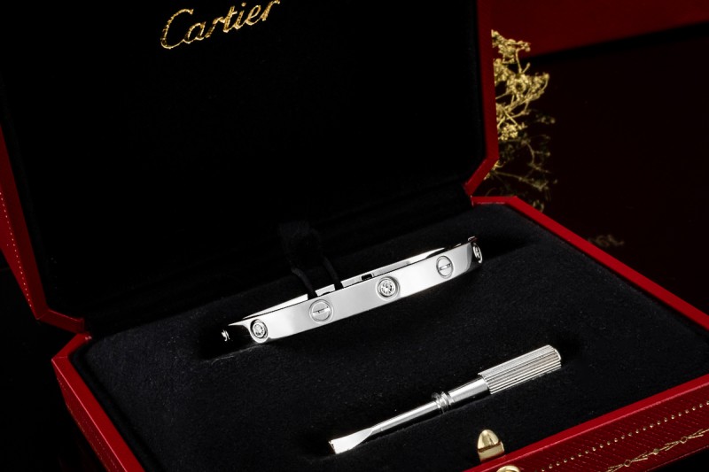 Cartier Love Armreif Armband Bracelet 6 Diamanten Weißgold Gr. 17 Full Set 