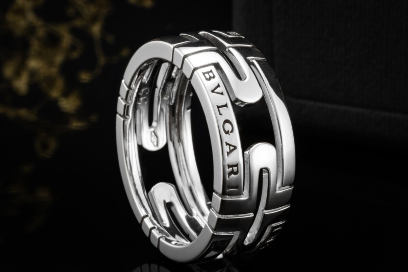 BVLGARI Parentesi Ring Offenes Design in 750er Weißgold OVP Größe 55 