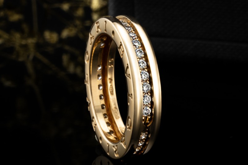 BVLGARI B.zero1 1-Band Memoire Ring Diamanten Gelbgold 750 Größe 53 OVP 