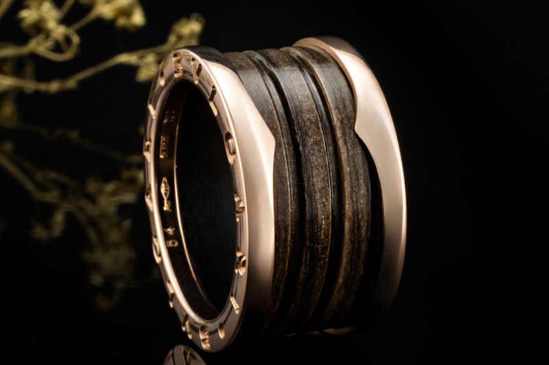 BVLGARI B.zero1 Ring 4-Band Marmor Braun Naturstein 750er Roségold Gr 54 