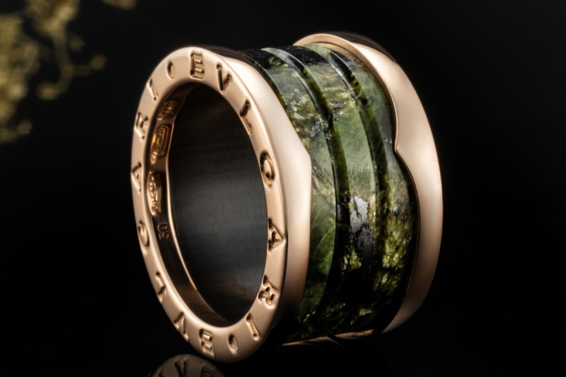 BVLGARI B.zero1 Ring 4-Band Marmor Grün Naturstein 750er Roségold Gr. 50 