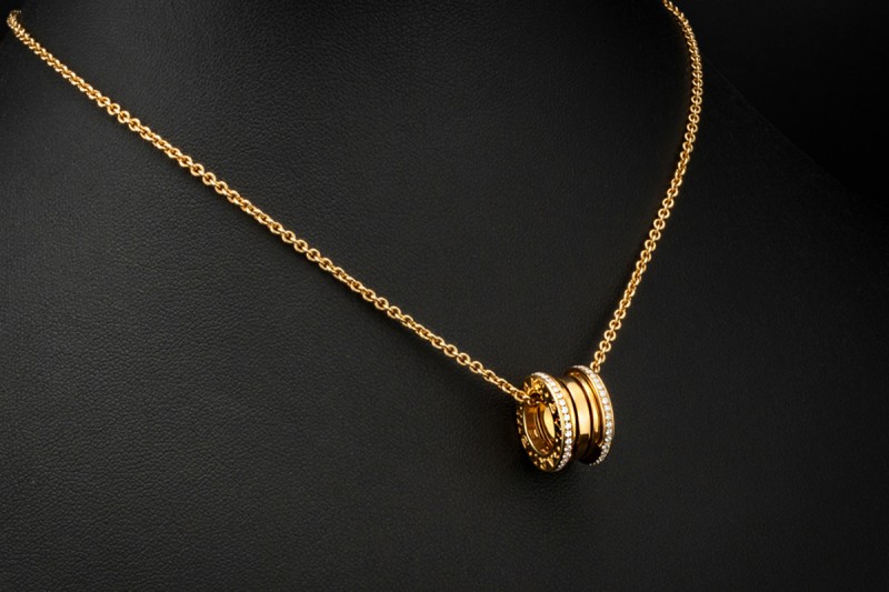 BVLGARI B.zero1 Collier Kette mit Anhänger Diamanten in 750er Gelbgold 