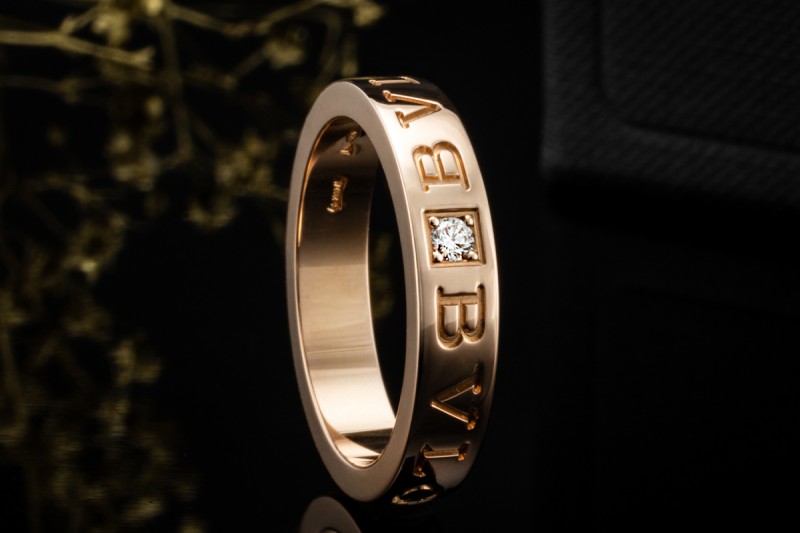 BVLGARI B.zero1 Ring Essential Band Solitär Diamant in Roségold 750 OVP 