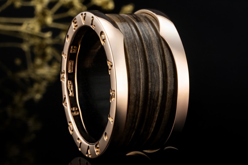 BVLGARI B.zero1 Ring 4-Band Marmor Braun Naturstein 750er Roségold Gr 56 
