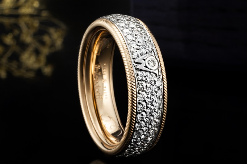 Wellendorff Ring Sternennacht Diamanten Drehring Gelbgold Weißgold 750 