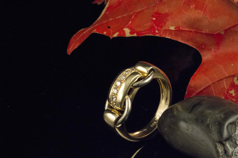 Laudier Ring bewegl. Bicolor Gold Weißgold mit Brillanten 585  