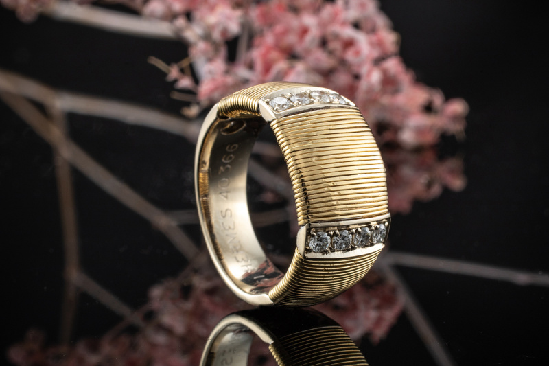 Hermes Paris Ring mit eingeflochtenem Gold und Brillanten in 750er Gold 