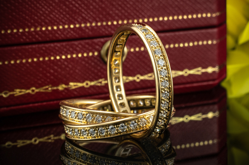 Cartier Trinity de Cartier Ring mit Brillanten rundum in 750er Gelbgold 