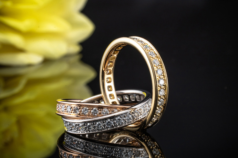 Trinity de Cartier Ring mit Brillanten rundum in Gold 750 Tricolor Gr 46 